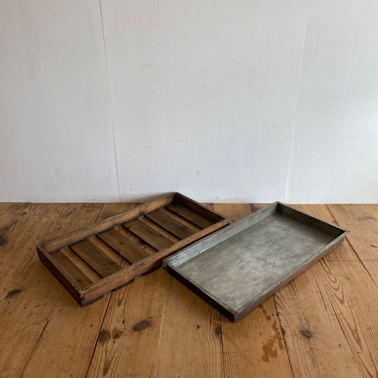アンティーク 木製トレイ 古道具 昭和レトロ 什器 ディスプレイ 店舗