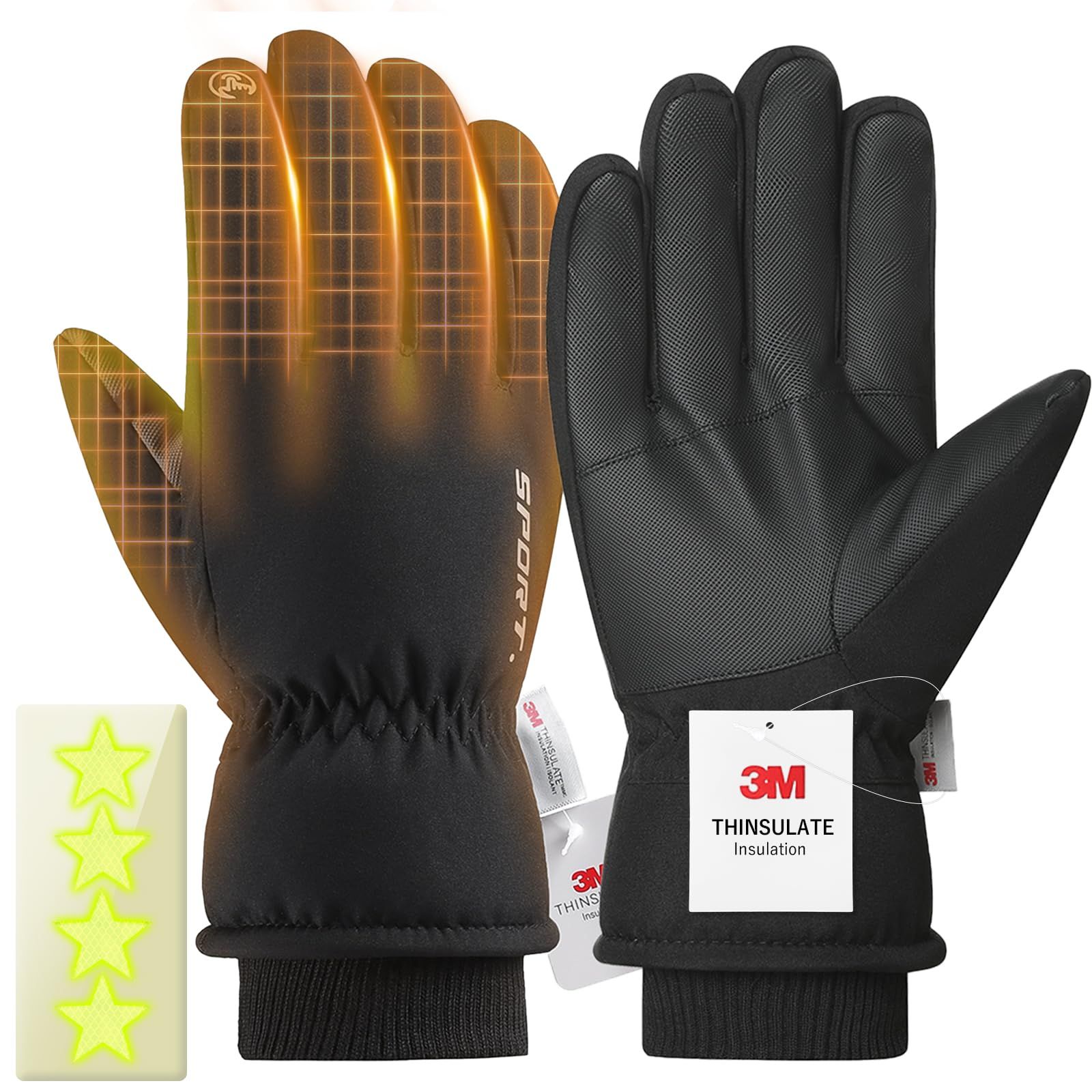 [Costand] 手袋 防寒【2025冬新登場】3Mシンサレート｜スマホ対応｜撥水・滑り止め｜衝撃吸収｜反射ワッペン4枚付｜通勤・バイク・スキーに
