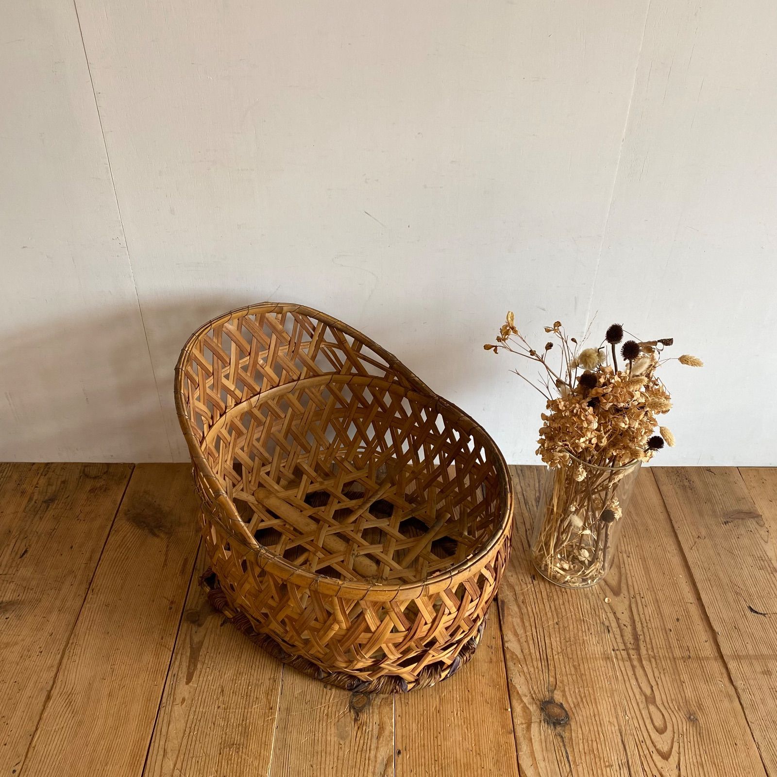 アンティーク 竹かご 古道具 収納かご 竹編み 昭和レトロ y350 - メルカリ