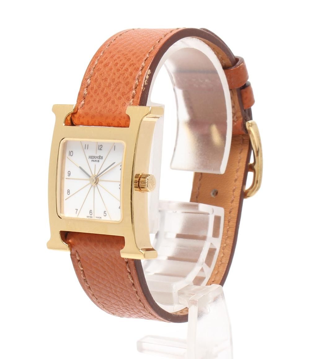 エルメス 腕時計 Hウォッチ □H刻印 HH 1.201 クオーツ ホワイト レディース HERMES