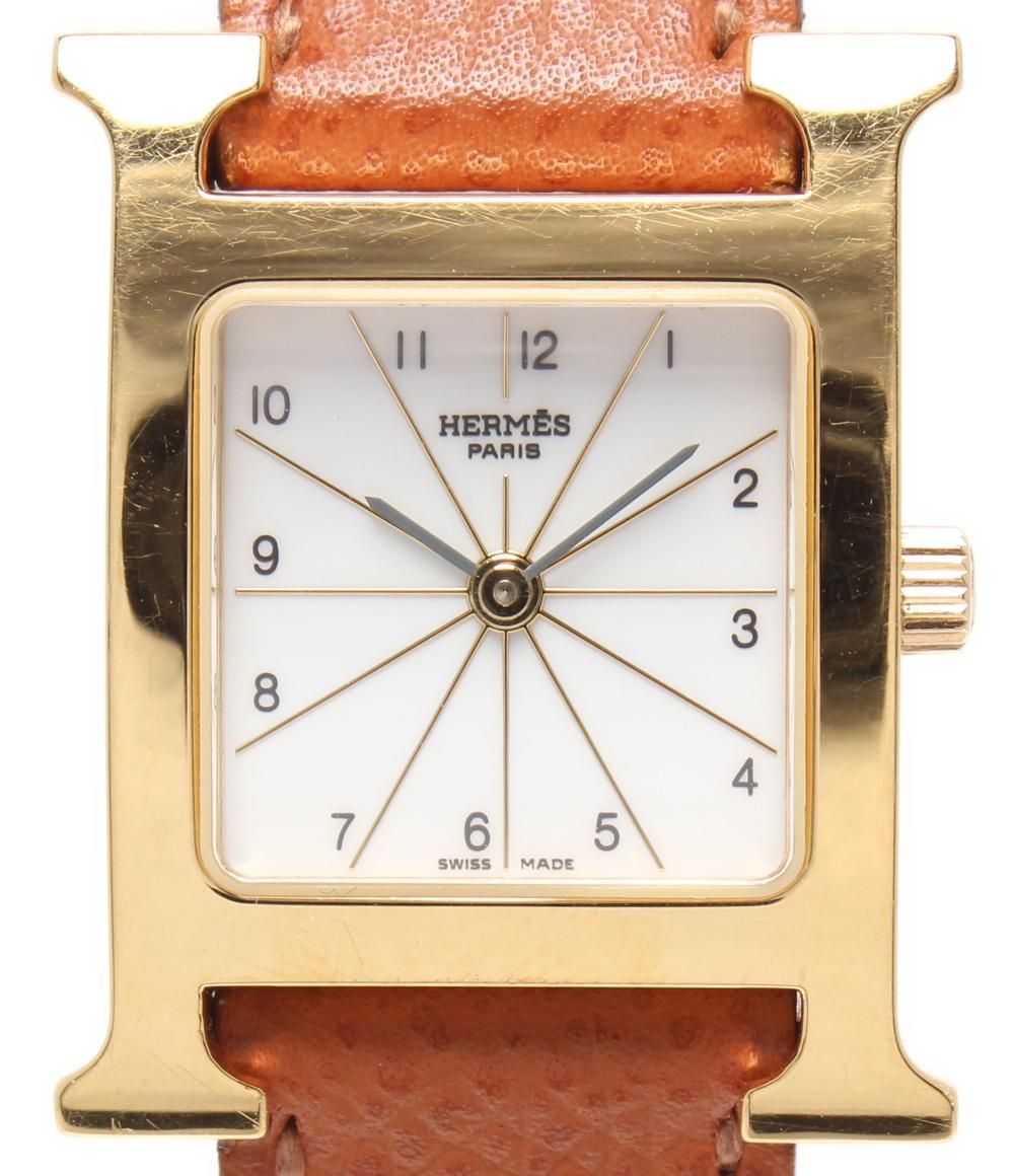 エルメス 腕時計 Hウォッチ H刻印 HH 1 201 クオーツ ホワイト レディース HERMES