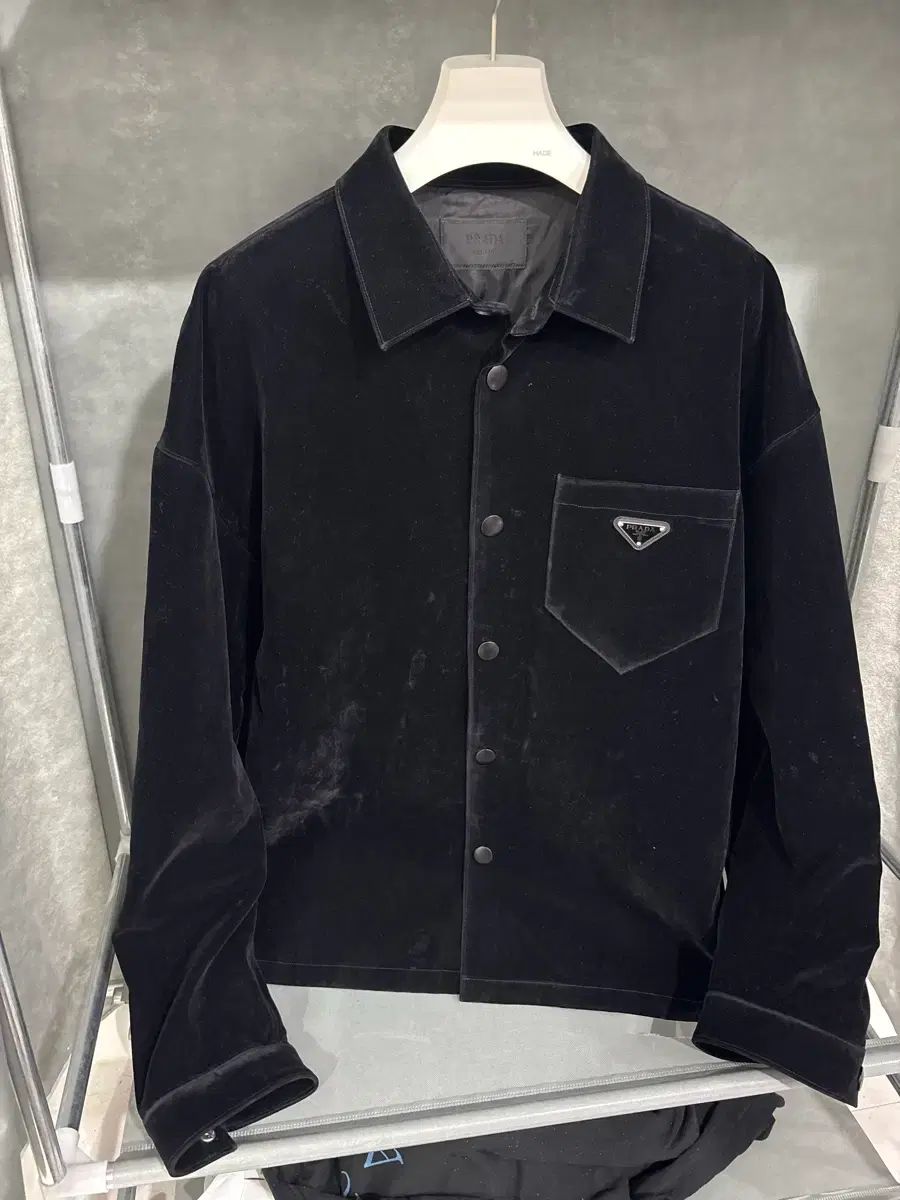 3 XL PRADA プラダ ツアーベルベット コットン シャツ ジャケット