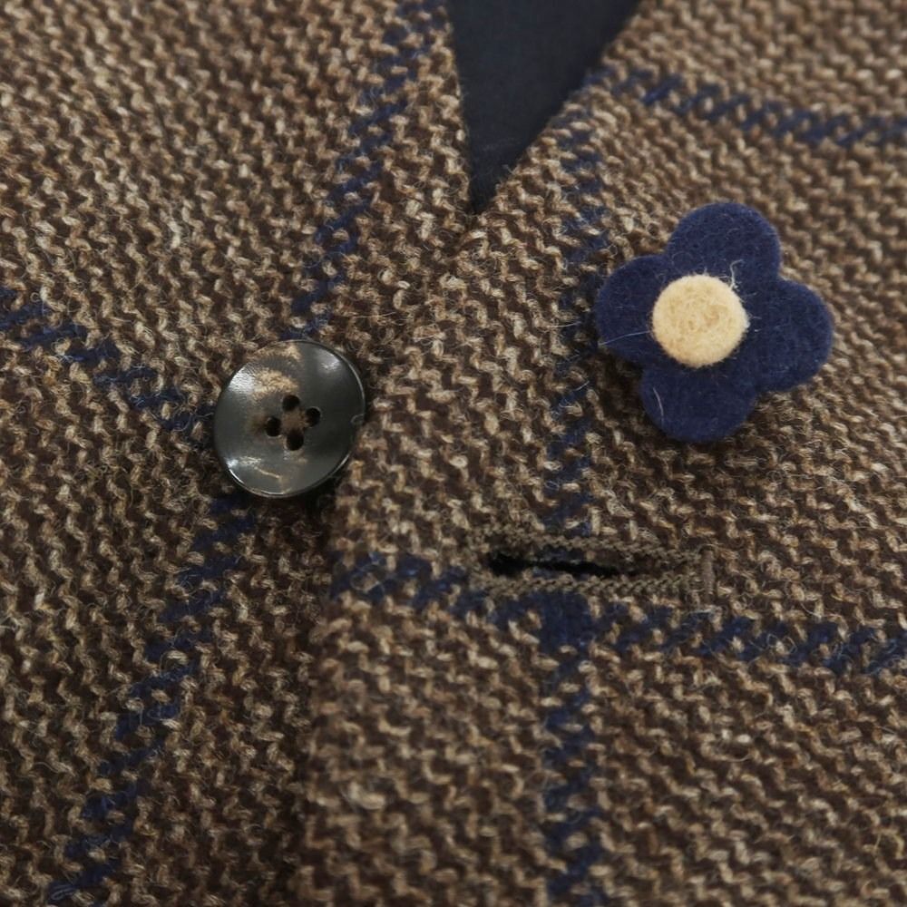 美品 LARDINI ラルディーニ ウール ベスト ブラウン チェック52 中古】ラルディーニ LARDINI ウールカシミヤ チェック ドレス系ジレ