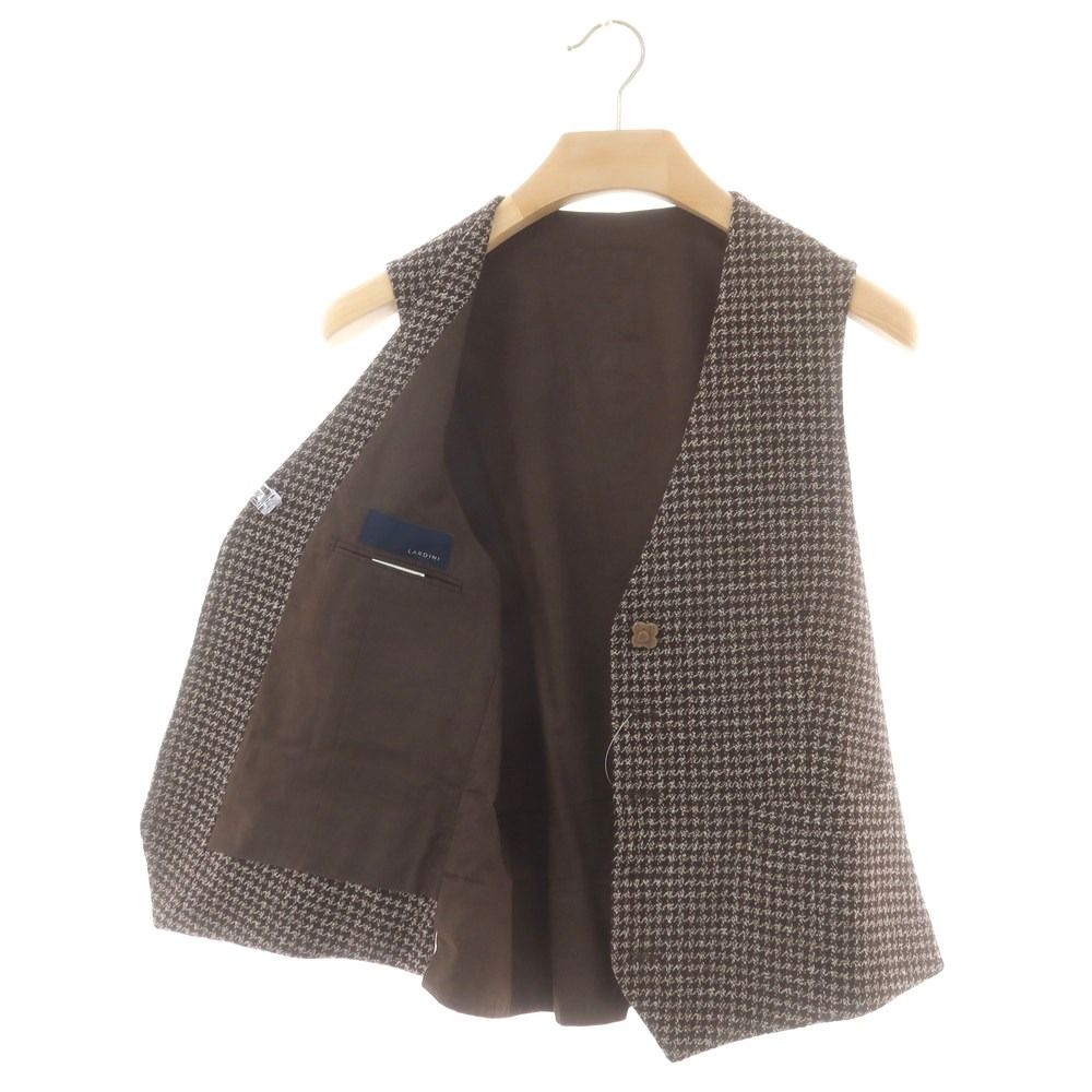 LARDINI　ラルディーニ　スーツベスト　カシミヤ混　ブラウン　チェック　ジレ LARDINI ラルディーニ スーツベスト カシミヤ混 ブラウン チェック