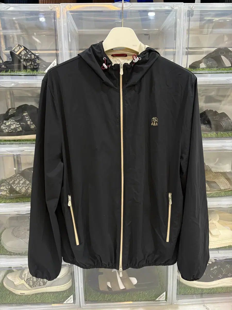 ブルネロクチネリ 엠브로イデッド ジッパー フーディー ウィンドブレーカー 風防ジャケット