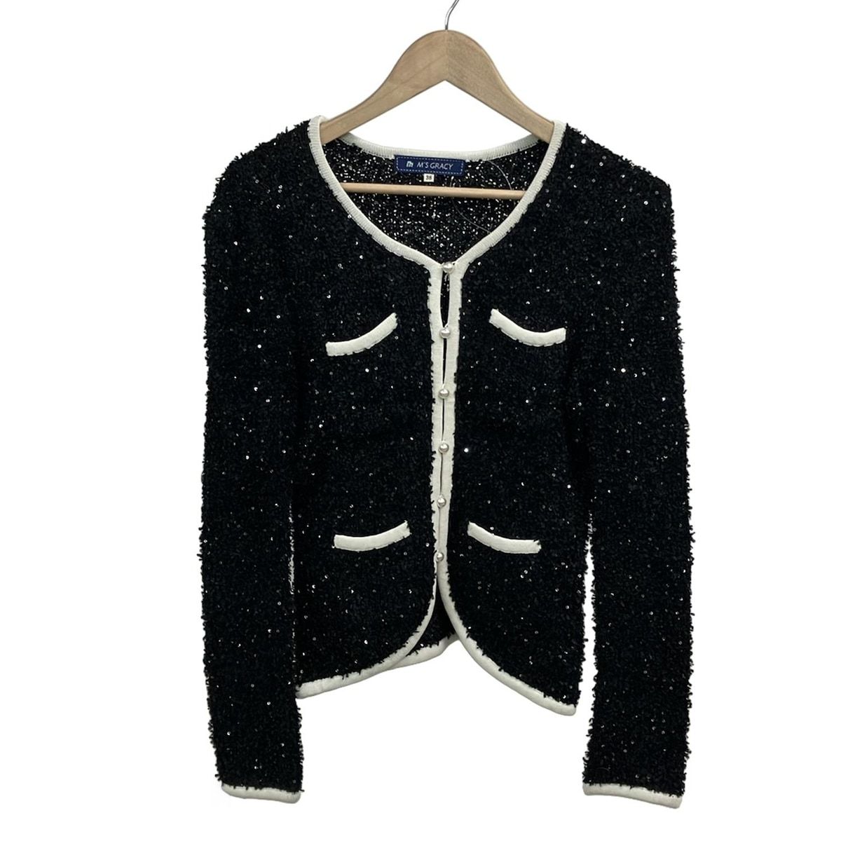 新着】【中古】M'S GRACY(エムズグレイシー) カーディガン 長袖/ビーズ 黒 エムズグレイシー カーディガン通販 | 中古ブランド古着 |  ビープライス 美品 エムズグレイシー 2022 リボン カーディガン ジャケット ダブルジップ エムズグレイシー♡カーディガン美品