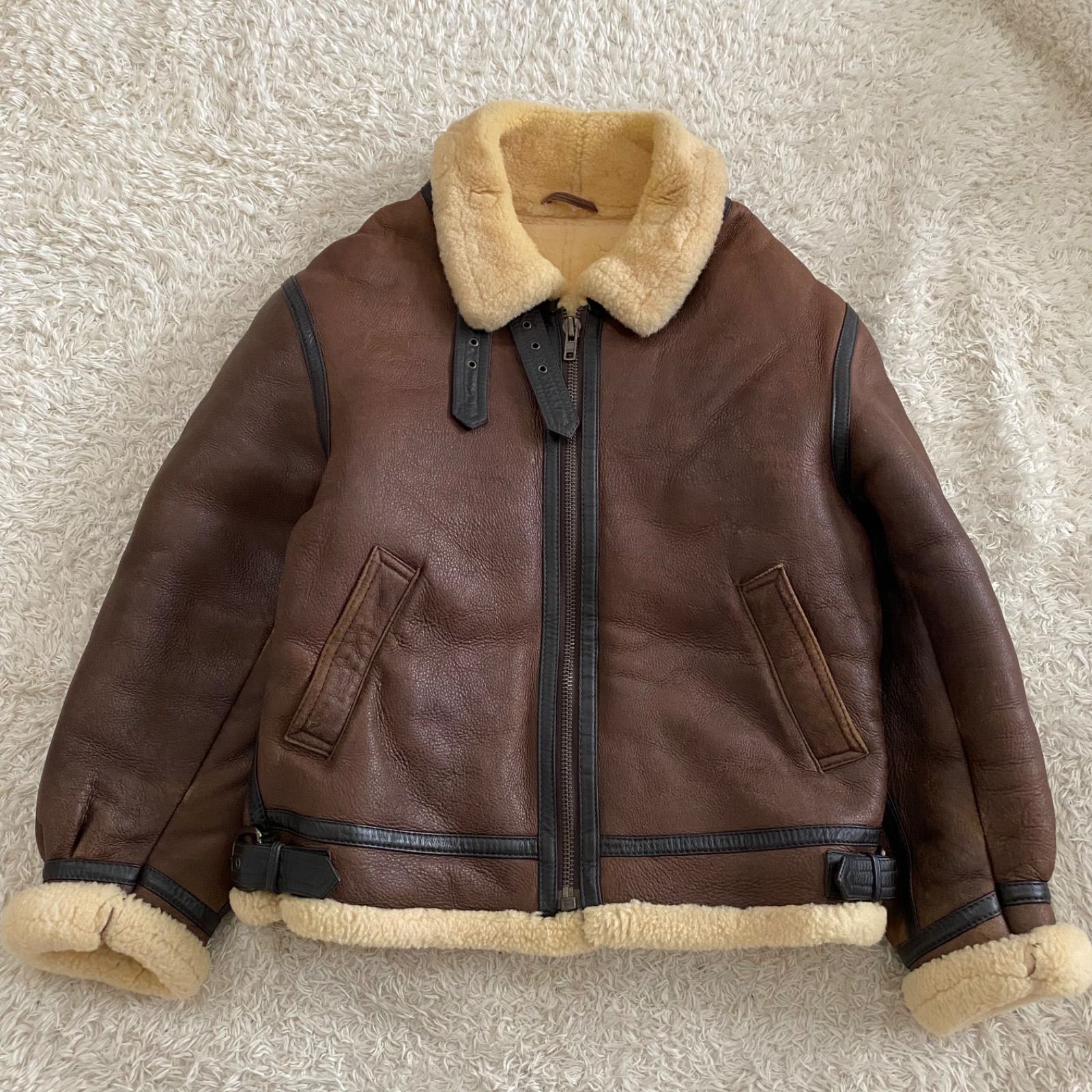 Vintage ヴィンテージ B 3 フライトジャケット ラムレザー ムートン サイズL