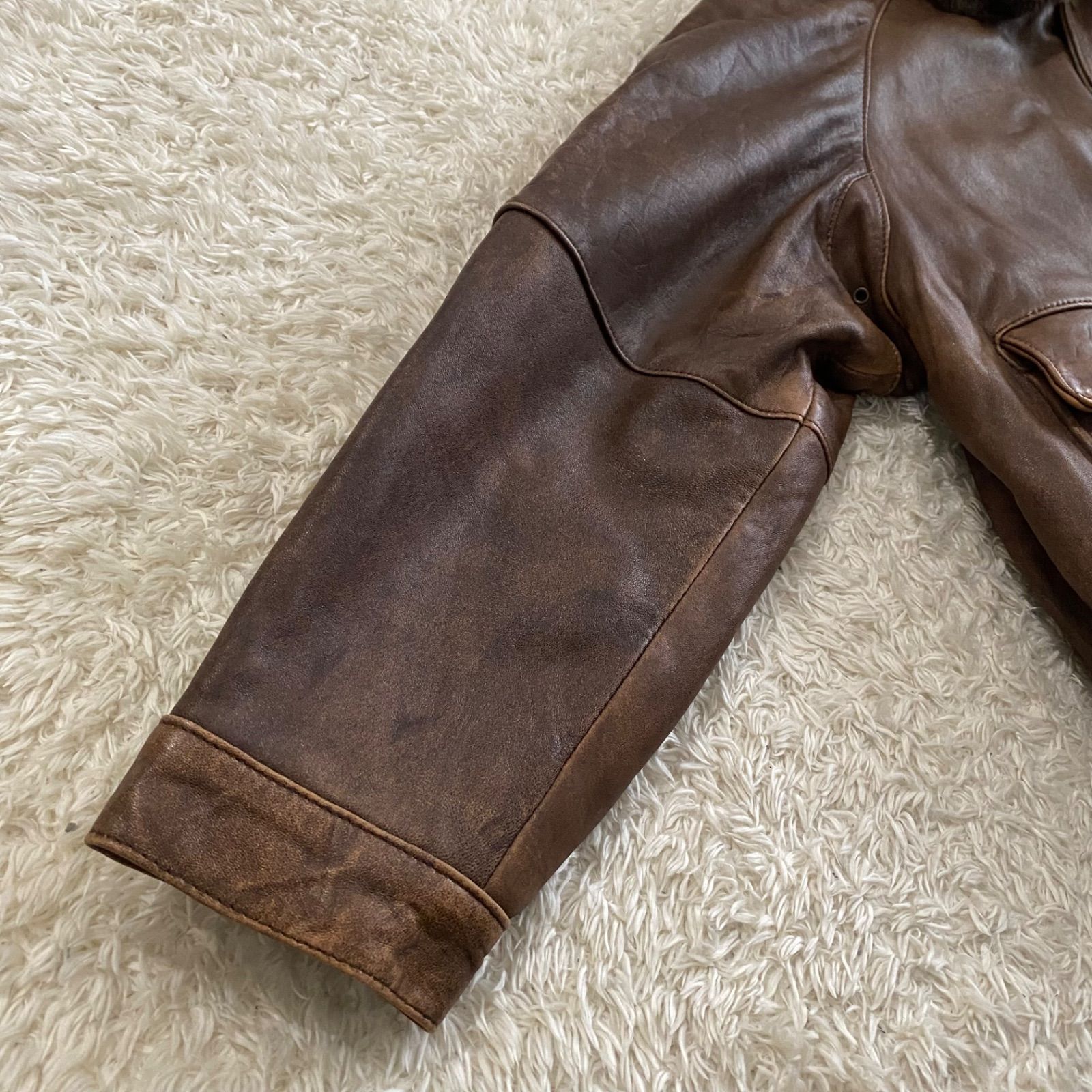 ③vintage ヴィンテージ G-1 A-2フライトレザージャケット ムートン 襟