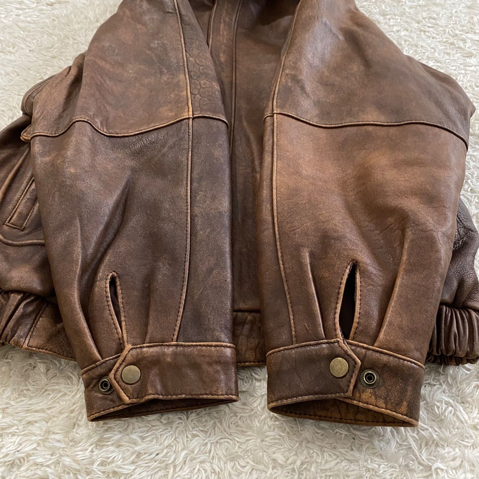 ③vintage ヴィンテージ G-1 A-2フライトレザージャケット ムートン 襟