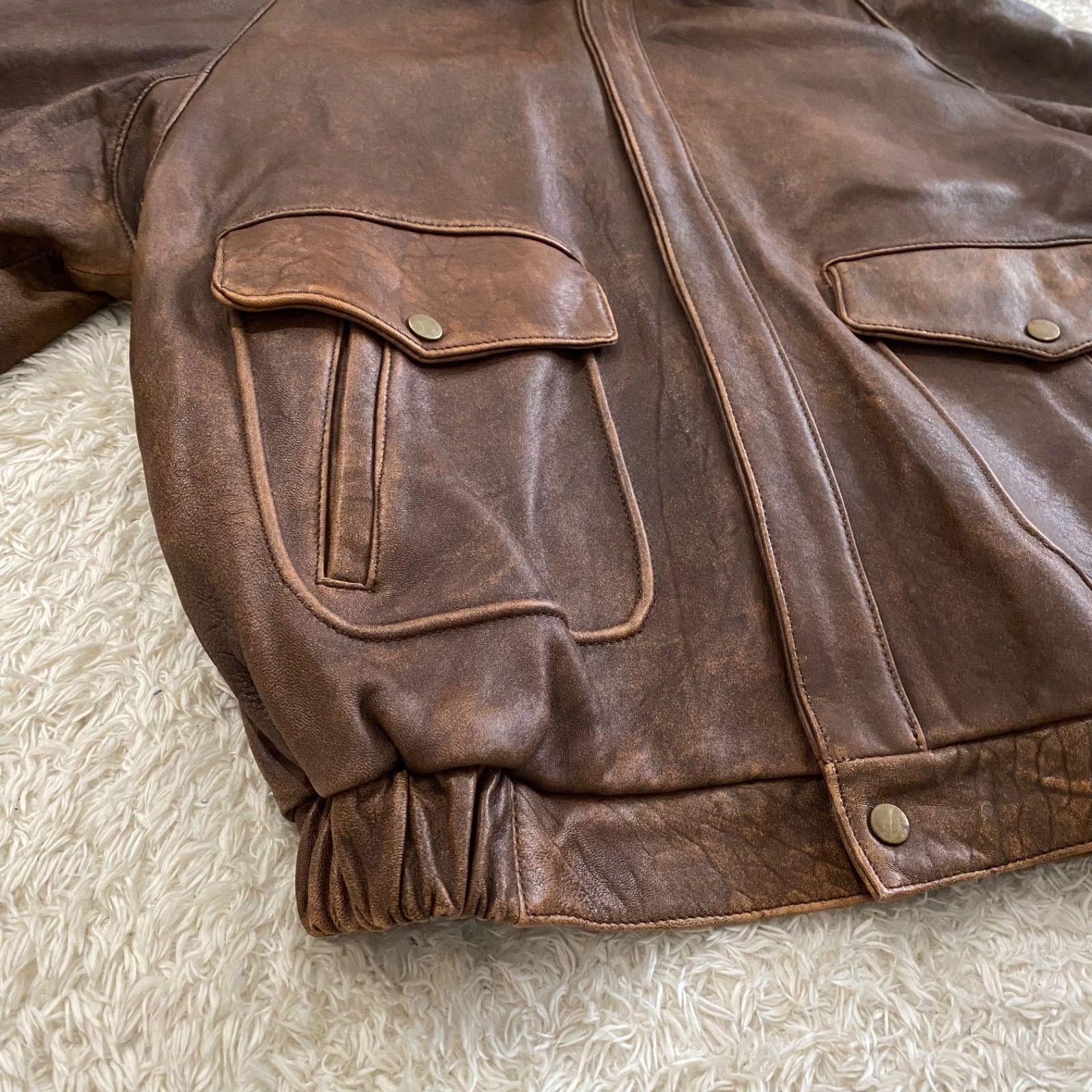 ③vintage ヴィンテージ G-1 A-2フライトレザージャケット ムートン 襟