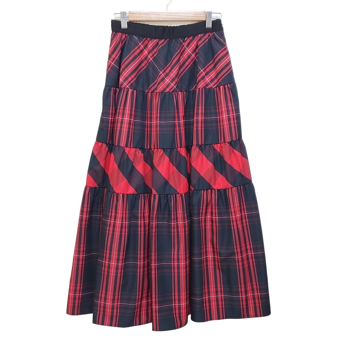 Loulou Willoughby ルルウィルビー ロングスカート サイズ2 M レディース 黒 レッド チェック柄