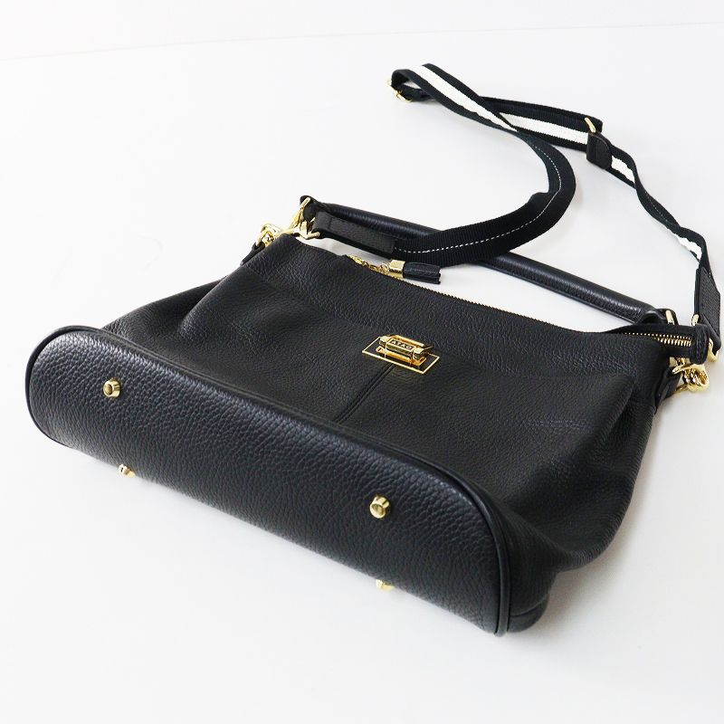 美品 アタオ ATAO WEEKEND レザー2wayバッグ/ブラック ウィークエンド