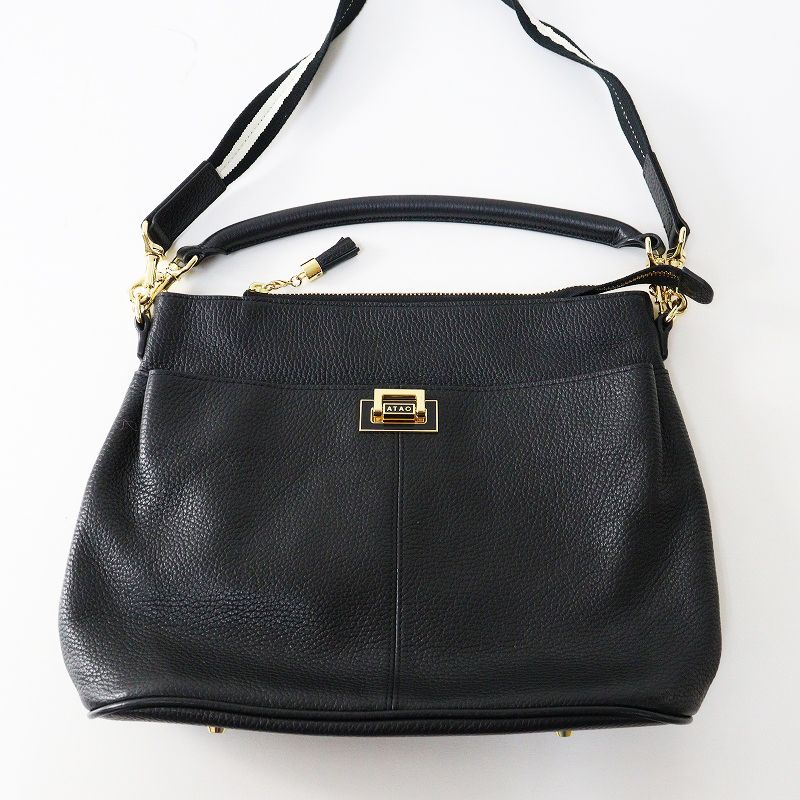 【良品✨️】ATAO アタオ WEEKEND ウィークエンド ブラック 美品 アタオ ATAO WEEKEND レザー2wayバッグ/ブラック ウィークエンド
