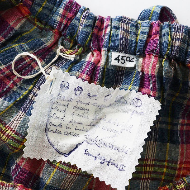 リネンマドラスのシャーリングブラウス 0