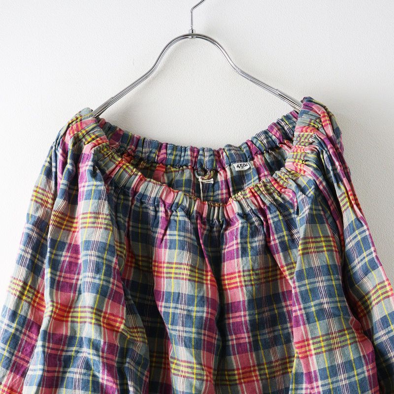  定価6万 2025 SS 45 R rpm フォーティファイブアール インド リネンマドラスのシャーリングブラウス 0 ピンク系 長袖 シャツ ブラウス