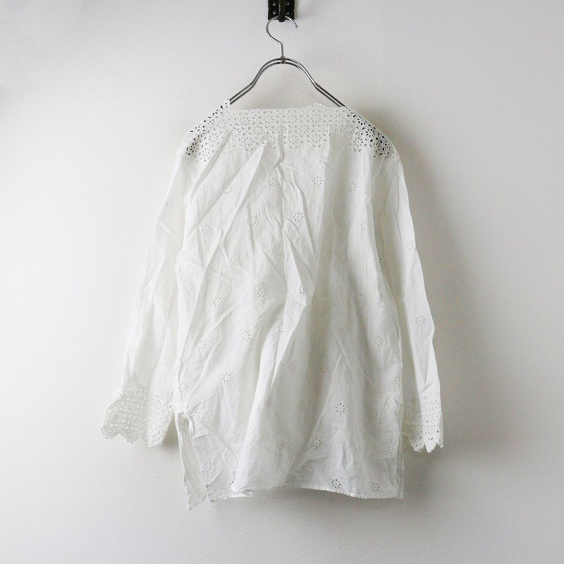 45 R rpm フォーティファイブアール カットワークレースブラウス 2 ホワイト コットン シャツ 羽織り カーディガン
