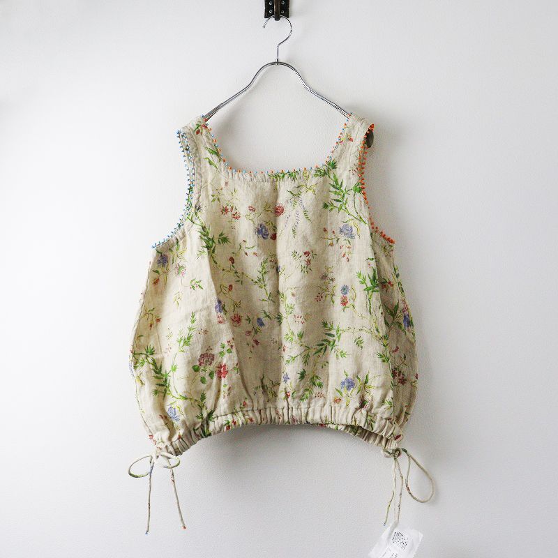 定6 3万 2025 SS 45 R rpm フォーティファイブアール インド綿麻二重織フラワープリントのぽよんキャミソール 2