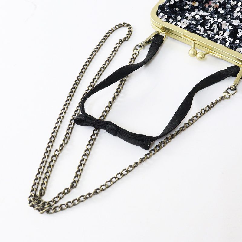 美品 ビビィ Bibiy ODETTE GLITTER BAG スパンコールバッグ｜ブラック