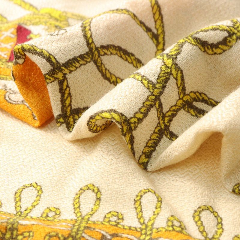  マニプリ manipuri ウールシルク 大判スカーフ 総柄 ネイビー ベージュ┃ショール ストール その他 小物