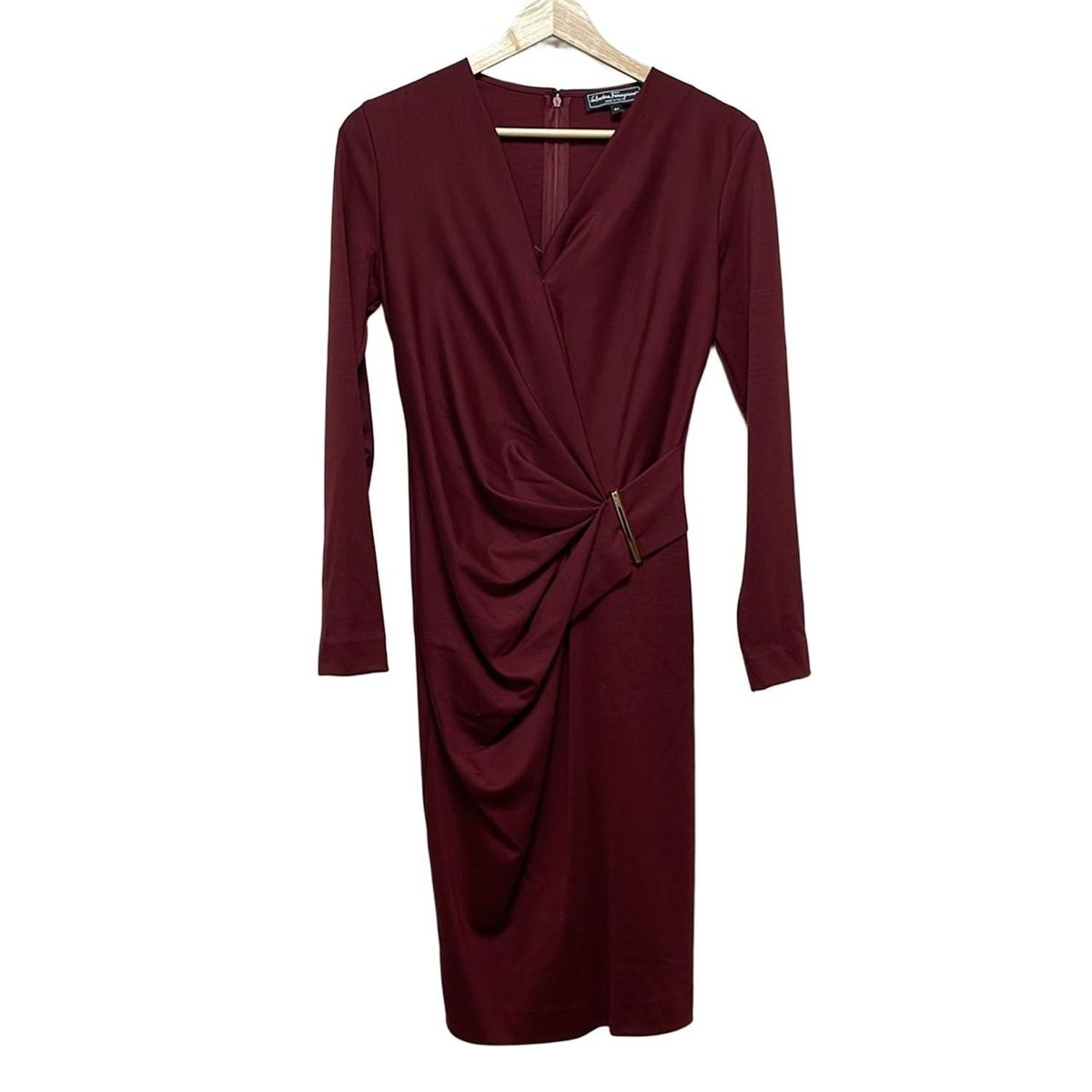 SalvatoreFerragamo サルバトーレフェラガモ ワンピース サイズ40 M レディース - ボルドー 長袖 ロング