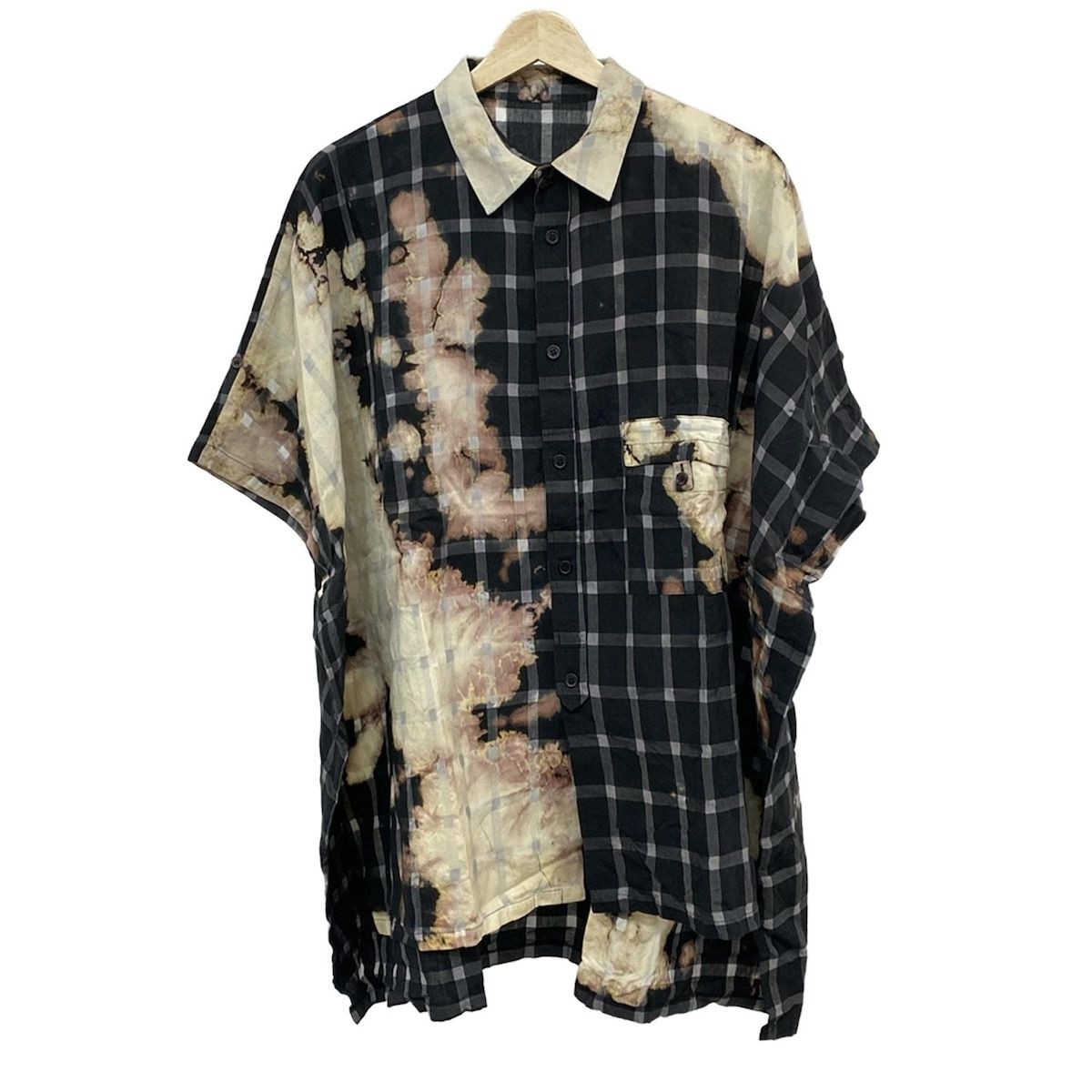 Y s ワイズ 半袖シャツブラウス サイズ2 M レディース YD B 09 013 黒 アイボリー マルチ チェック柄