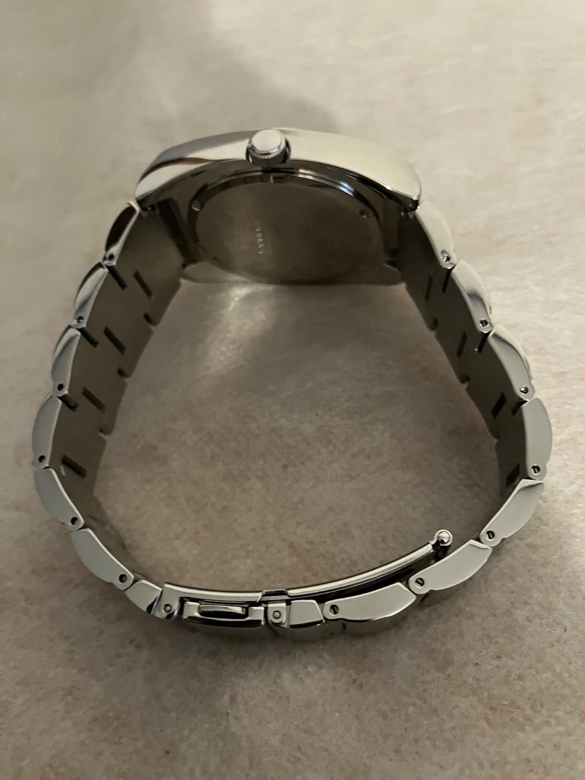 稼働☆美品☆トランスコンチネンツ ブルー文字盤 メンズQZ腕時計 電池