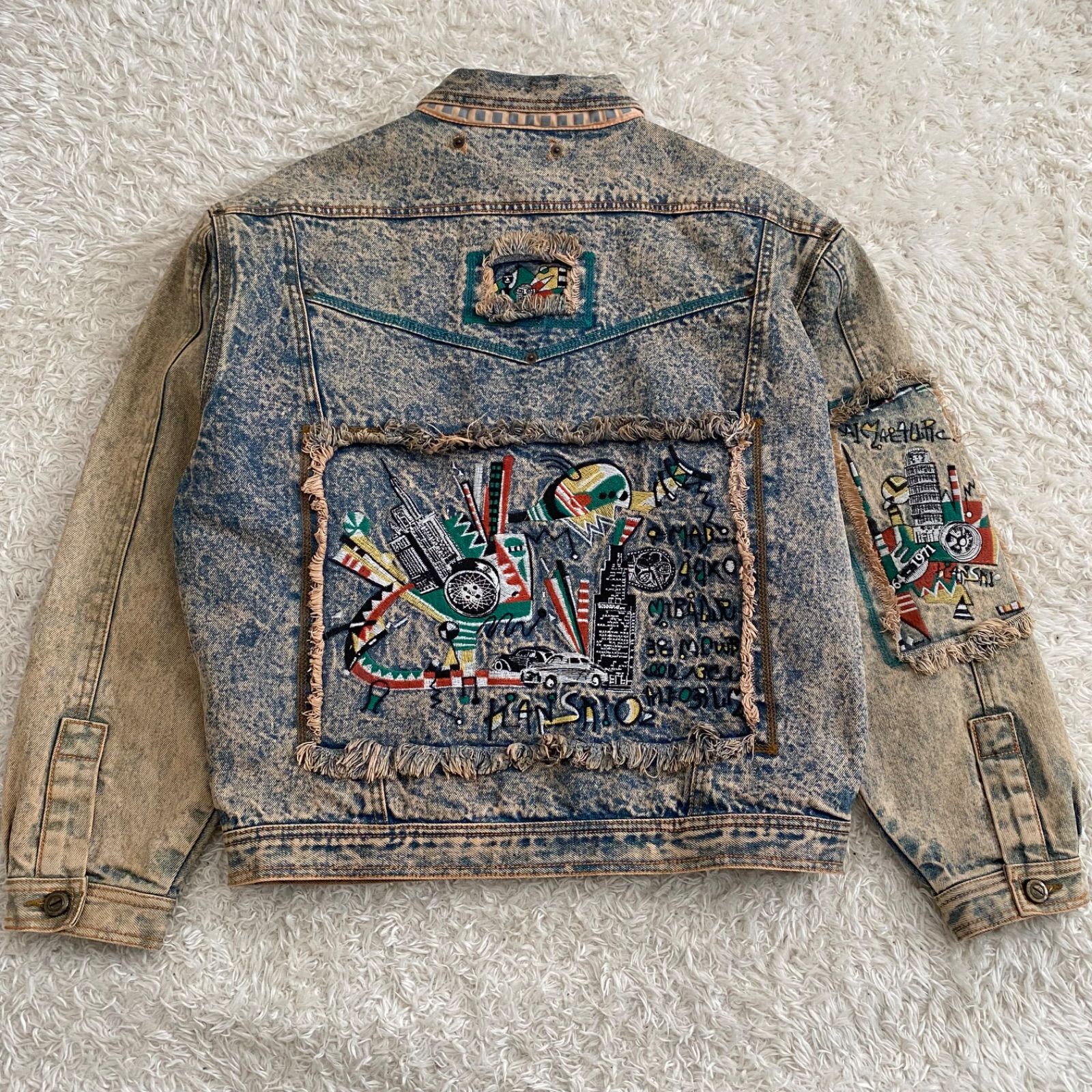 kansai o2 山本寛斎 デニムジャケット 短丈 アート 刺繍 平成 y2k