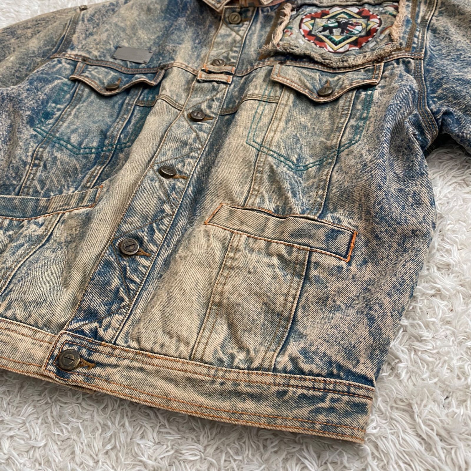 kansai o2 山本寛斎 デニムジャケット 短丈 アート 刺繍 平成 y2k