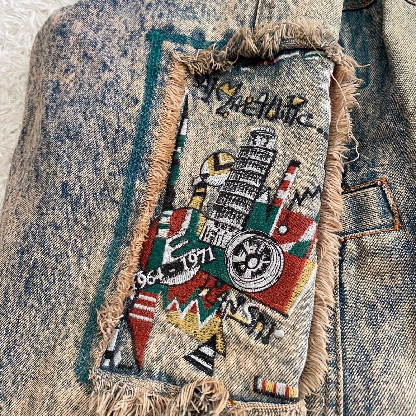 kansai o2 山本寛斎 デニムジャケット 短丈 アート 刺繍 平成 y2k