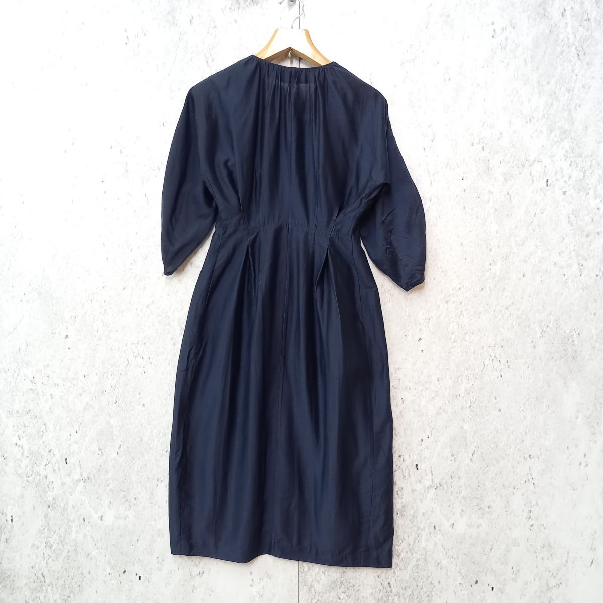IPSE イプセ シャツ ワンピース キャミソール ペチコート付き タック 大人 ネイビー Mサイズ 〇
