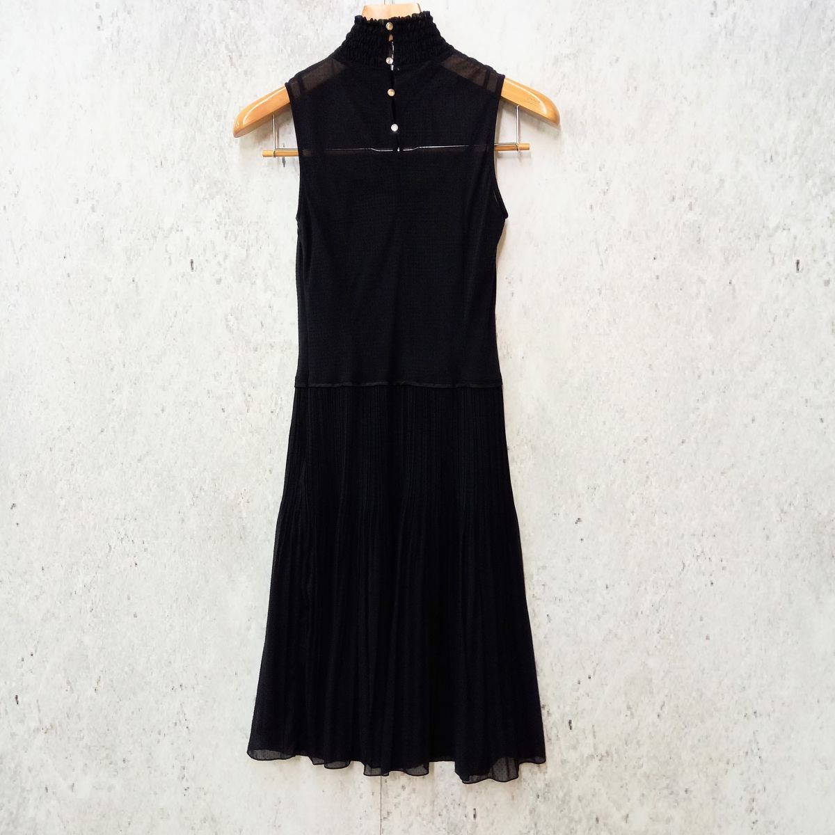 COMME CA ISM コムサイムズ ノースリーブ ワンピース ドット柄 シアー シフォン オケージョン パーティードレス フォーマル ブラック Mサイズ 〇