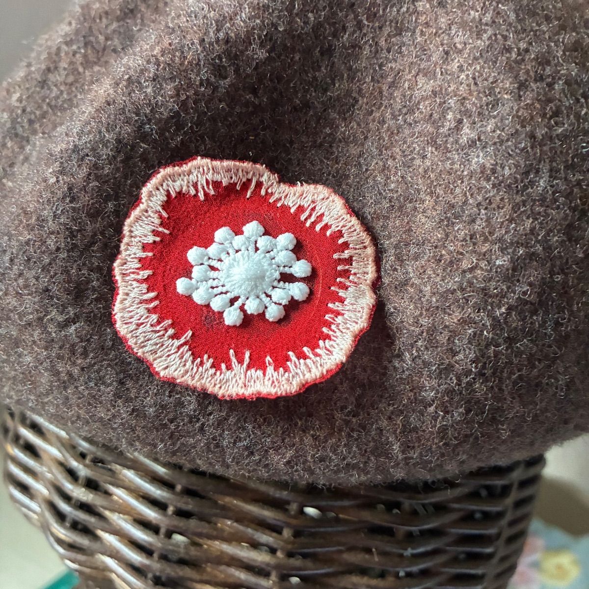 ミナペルホネン jelly flower刺繍生地使用 レッド ハンドメイド