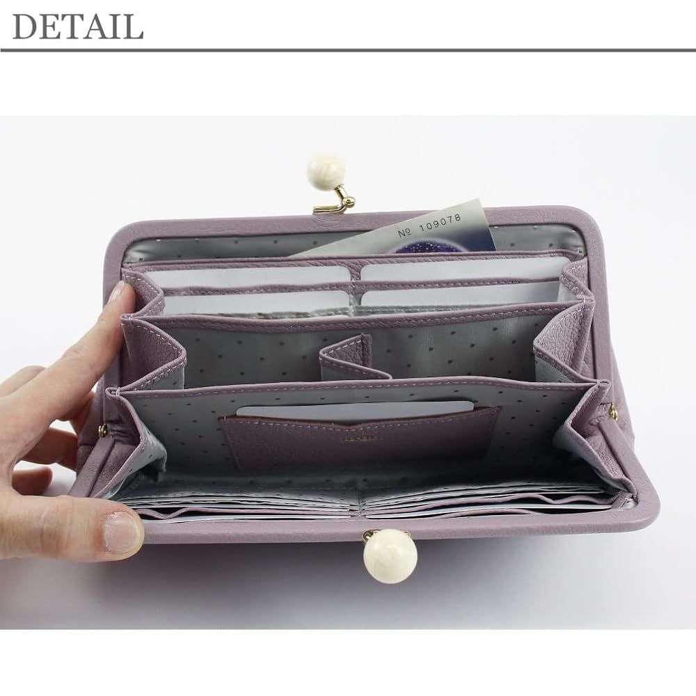 長財布 財布 レディース がま口財布 グリーン ドット Perche ペルケ アクリル玉 GNDOT 本革 革 おしゃれ 緑 さいふ お財布 小銭入れ がま口