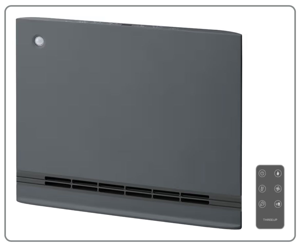 スリーアップ 超薄型 パネルセラミックヒーター グレー CH-