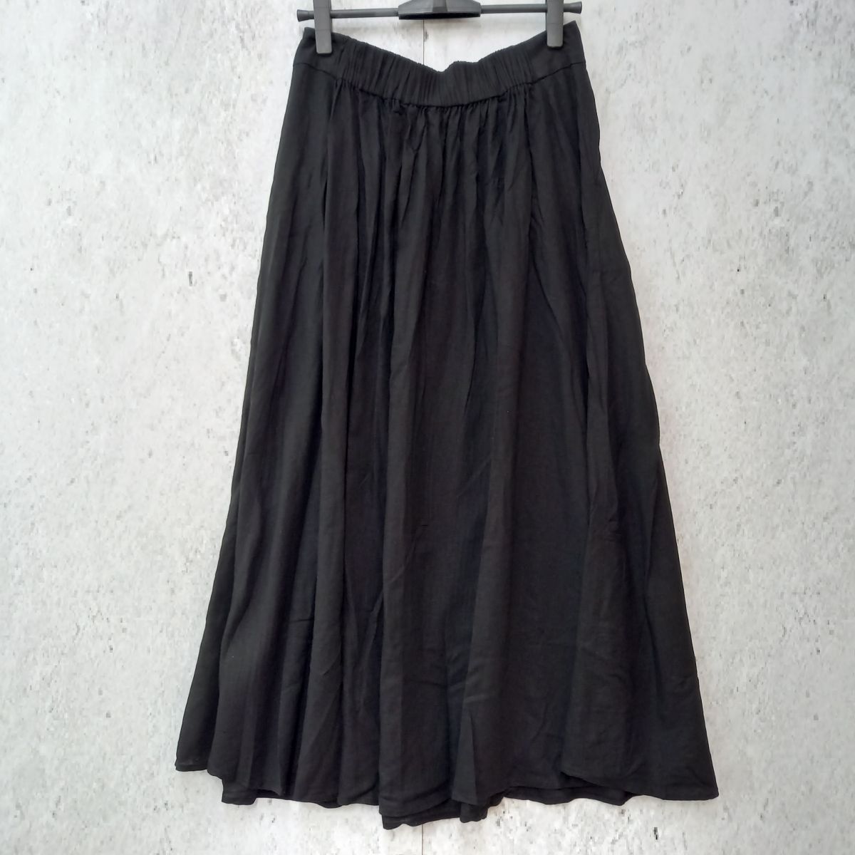 BEAUTY-YOUTH UNITED ARROWS ビューティーアンドユナイテッドアローズ フ スカート ウォッシャブル ロングスカート リネン レーヨンブレンド ブラック Lサイズ 〇