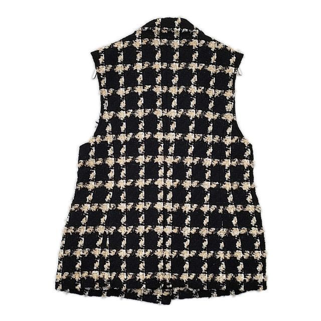 GRACE Class フェザーチェックツイードジレ 定価97900円 ベスト 23 AW ブラック ベージュ レディース グレース クラス 5-1129 T∞