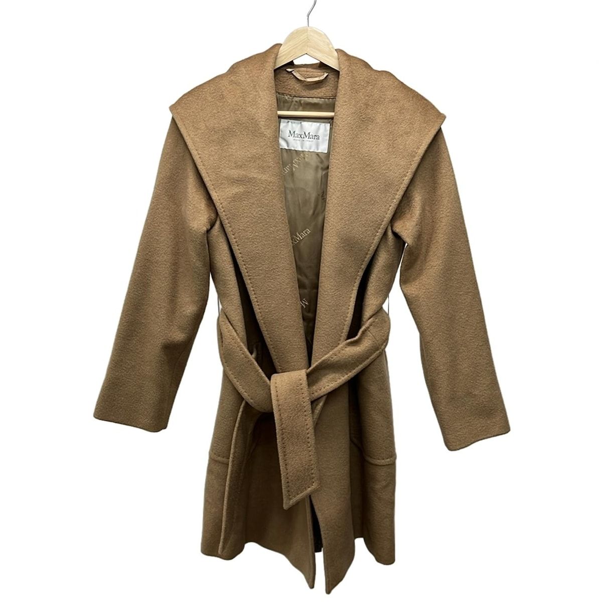 Max Mara マックスマーラ コート サイズ38 S レディース リアルト フーデッドガウンコート ブラウン 長袖|キャメル|ベルト|秋|冬