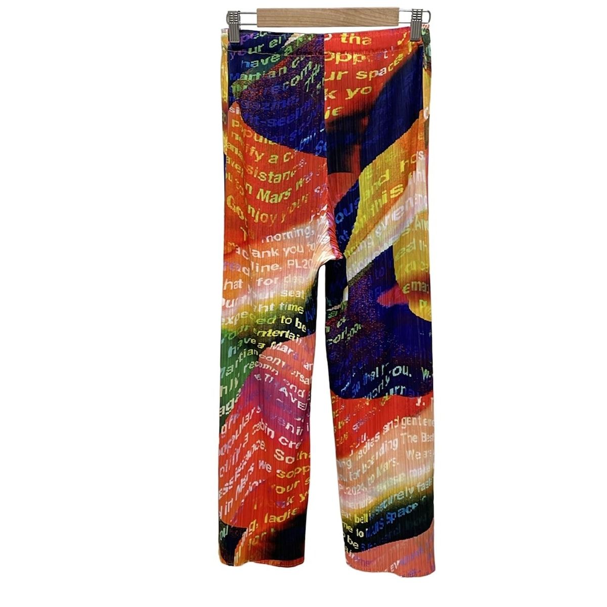 PLEATS PLEASE プリーツプリーズ パンツ レディース VOYAGER オレンジ×ブルー×マルチ フルレングス ウエストゴム