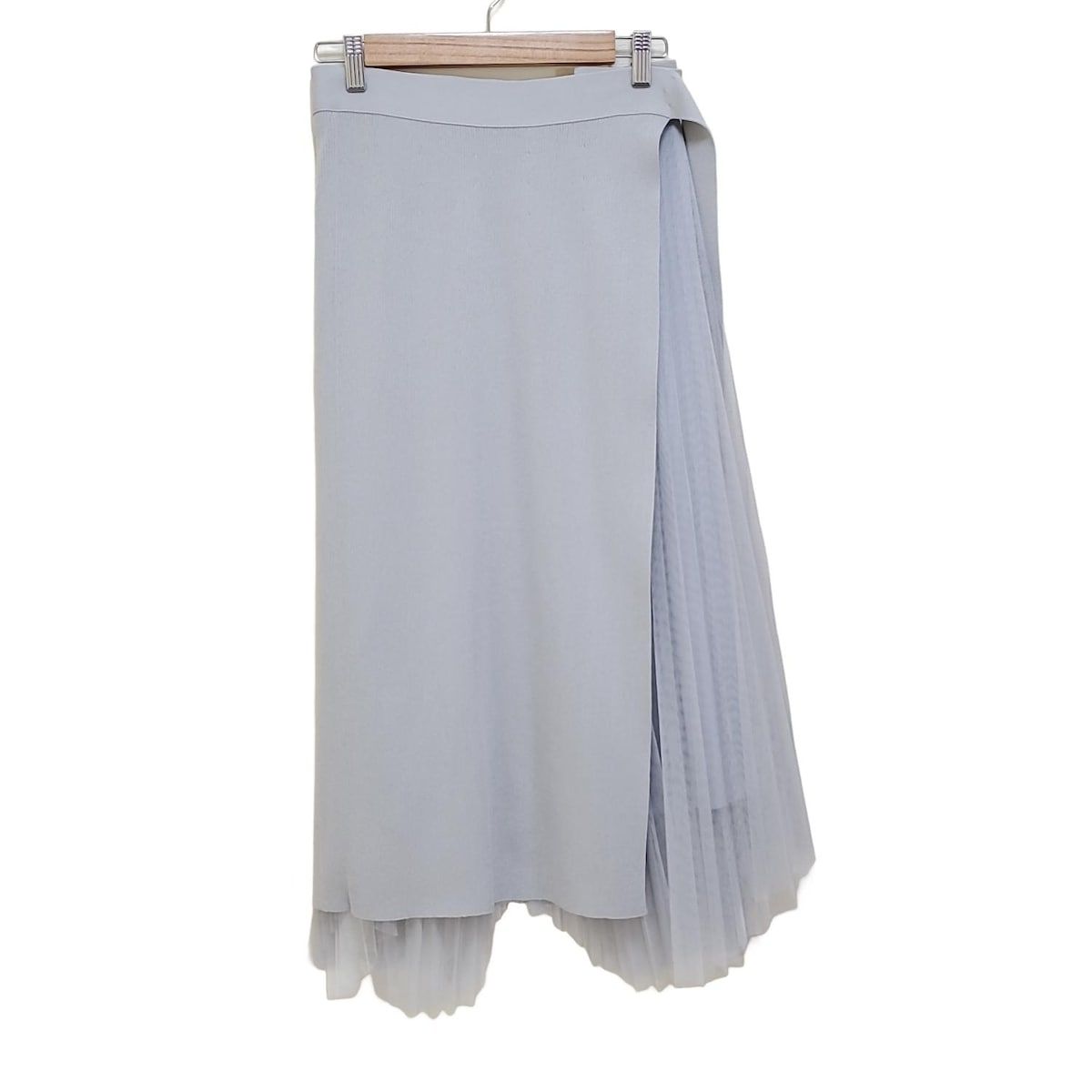EPOCA エポカ ロングスカート サイズ40 M レディース - ライトグレー ウエストゴム チュール プリーツ ラップスカート付き