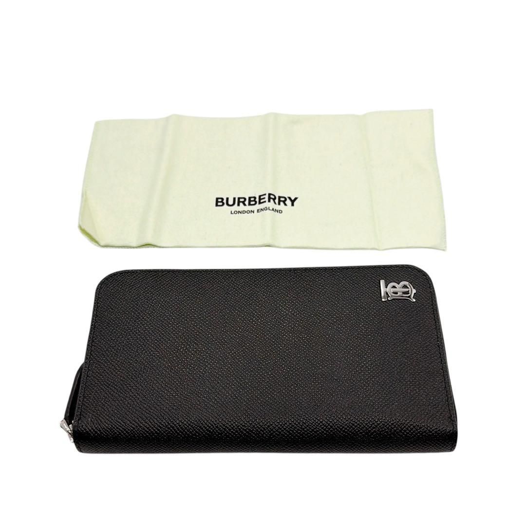 バーバリー レザー TBロゴ ラウンドファスナー 長財布 BURBERRY 美品