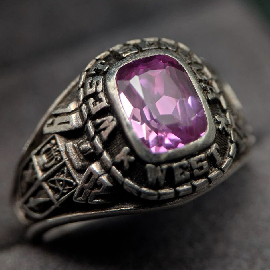 1982年 BALFOUR製 クラスリング シルバー925 パープルストーン 14号 7.8 g ヴィンテージ アメジスト