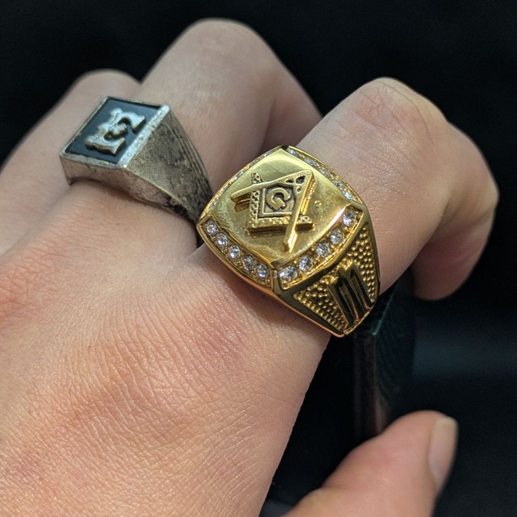 フリーメイソン モチーフ 18KGP ゴールドメッキ シグネットリング 24.2