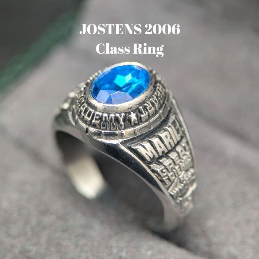 JOSTENS 2006年製 ステンレス クラスリング ブルーストーン イマキュレートハート校 ジャスティン社 カレッジリング