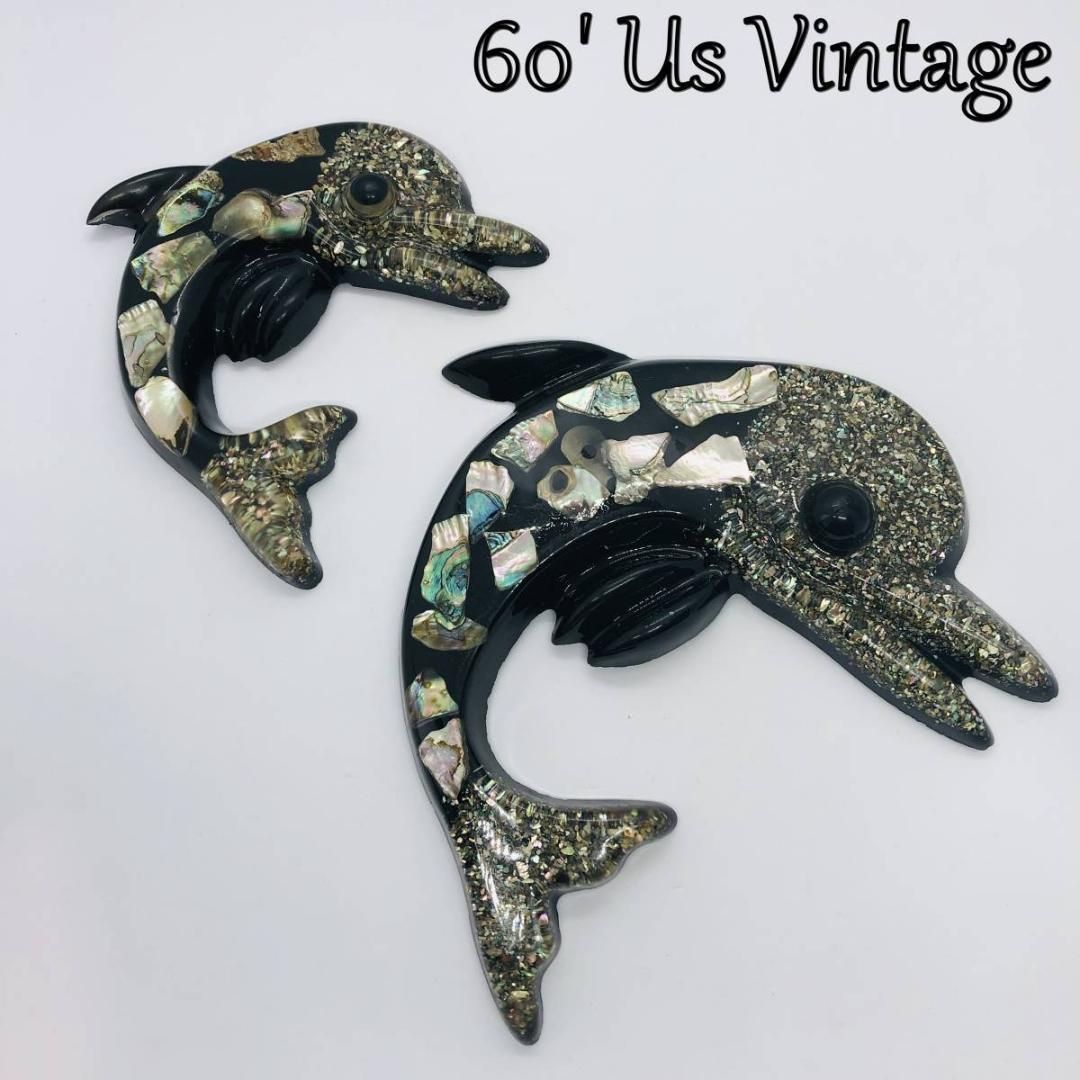 ドルフィン　デザイン　ウォールデコ　壁掛け　ミッドセンチュリー　ビンテージ ( POP_23  )