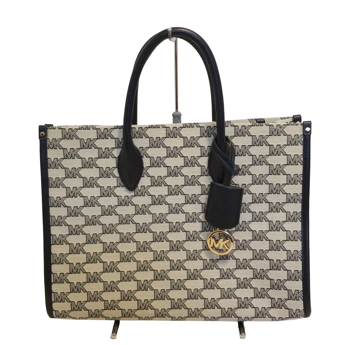 MICHAEL KORS(マイケルコース) トートバッグ - アイボリー×黒 レザー 