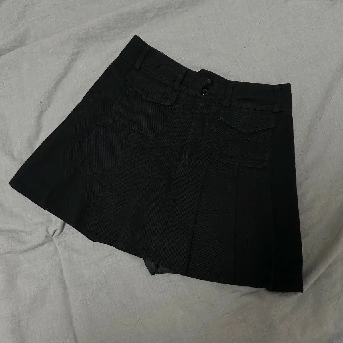 エニワンモア シティ ダブルボタン ポケット プリーツ スカート