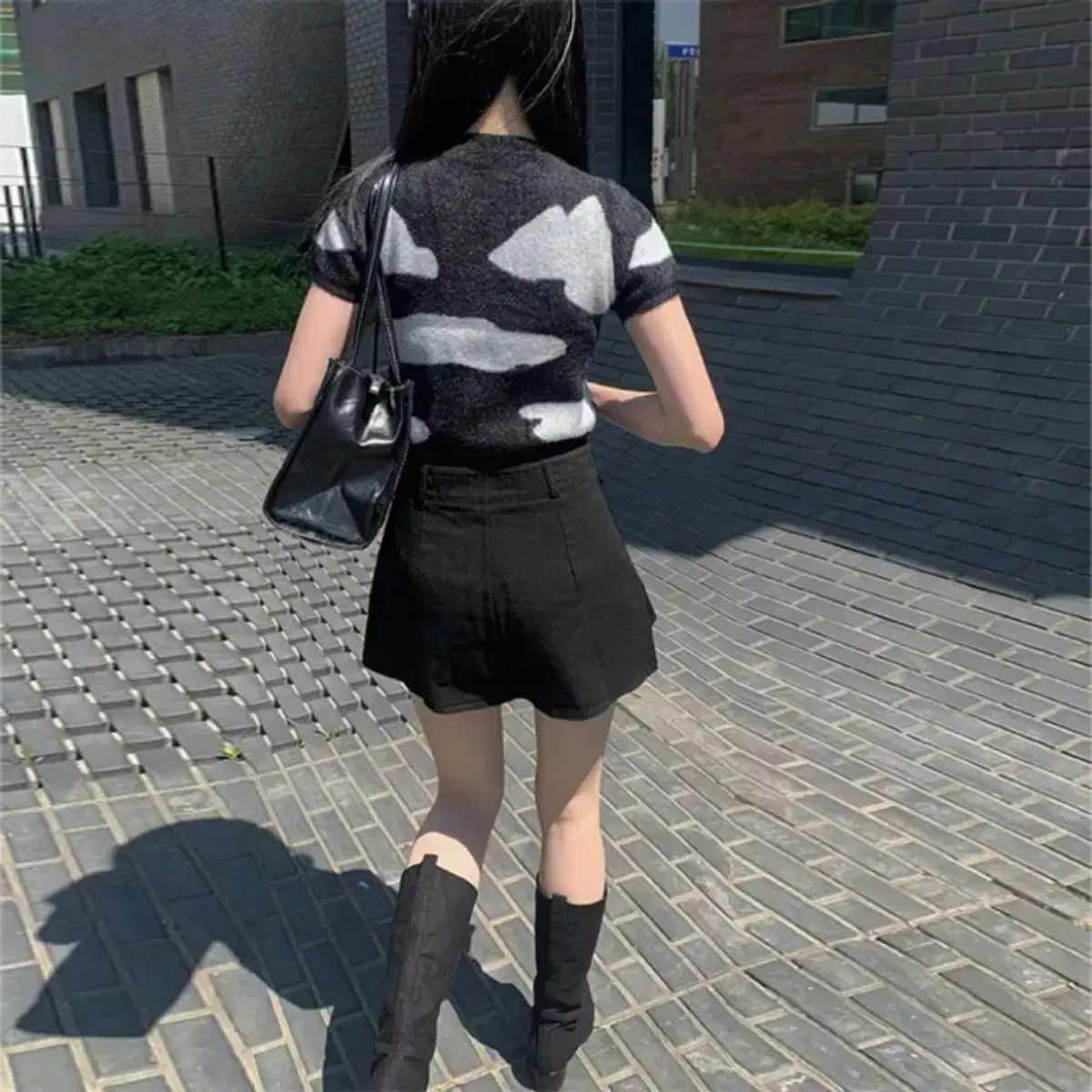 エニワンモア シティ ダブルボタン ポケット プリーツ スカート