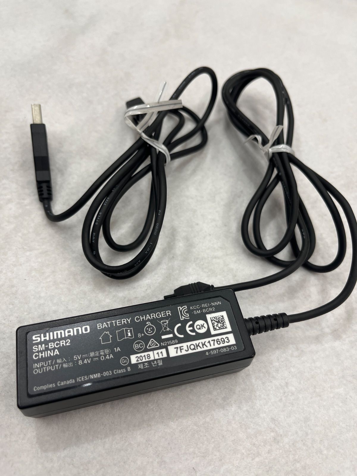 中古】SHIMANO SM-BCR2 Di2充電バッテリーチャージャー、ケーブル