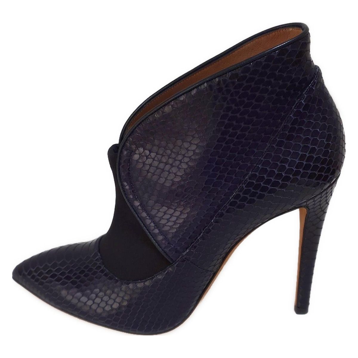 エンポリオアルマーニ ブーティ 37 レディース ダークネイビー 黒 レザー