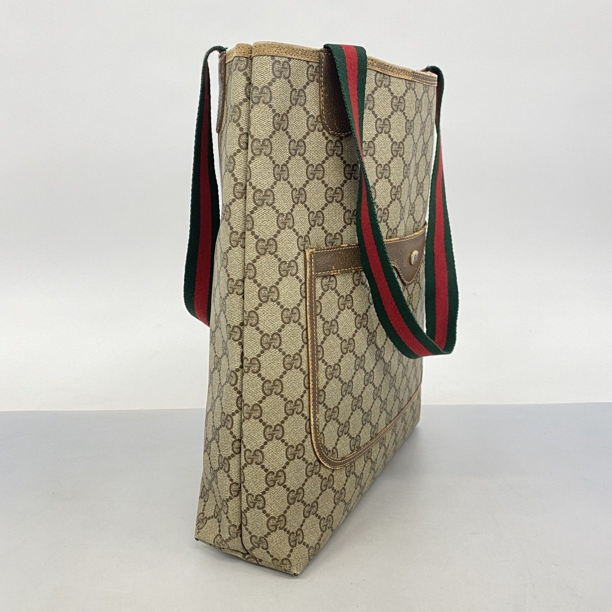 【5pb2081】グッチ トートバッグ GGキャンバス/シェリーライン 39 02 003 PVC ブラウン ゴールド金具【中古】レディース 5pb2081】グッチ トートバッグ GGキャンバス/シェリーライン 39 02 003